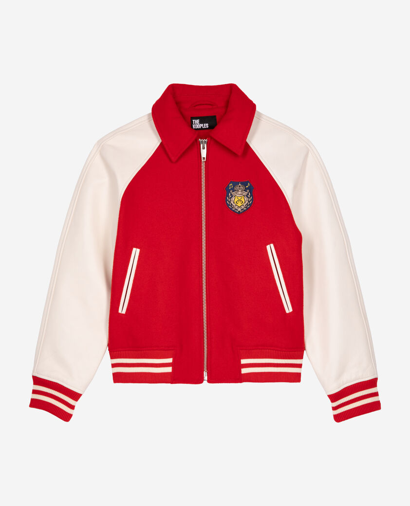 The Kooples WOMEN RED / WHITE red wool and leather jacket