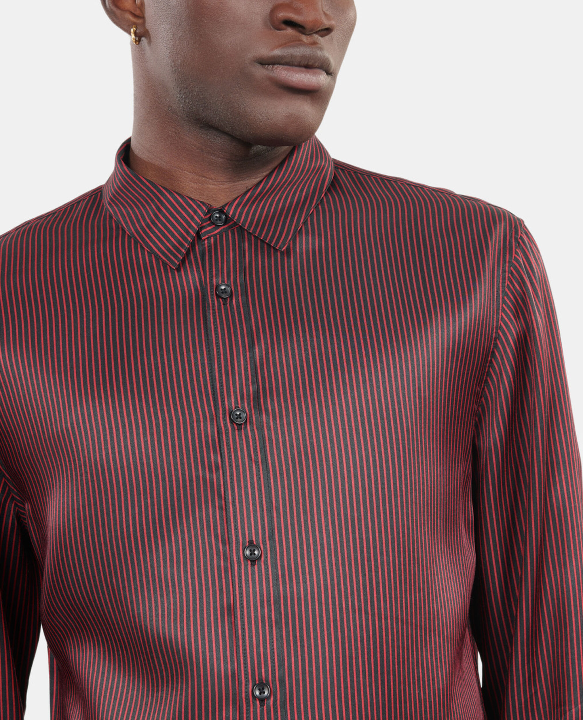 Chemise à rayures noires et rouges, BLACK - RED, hi-res image number null