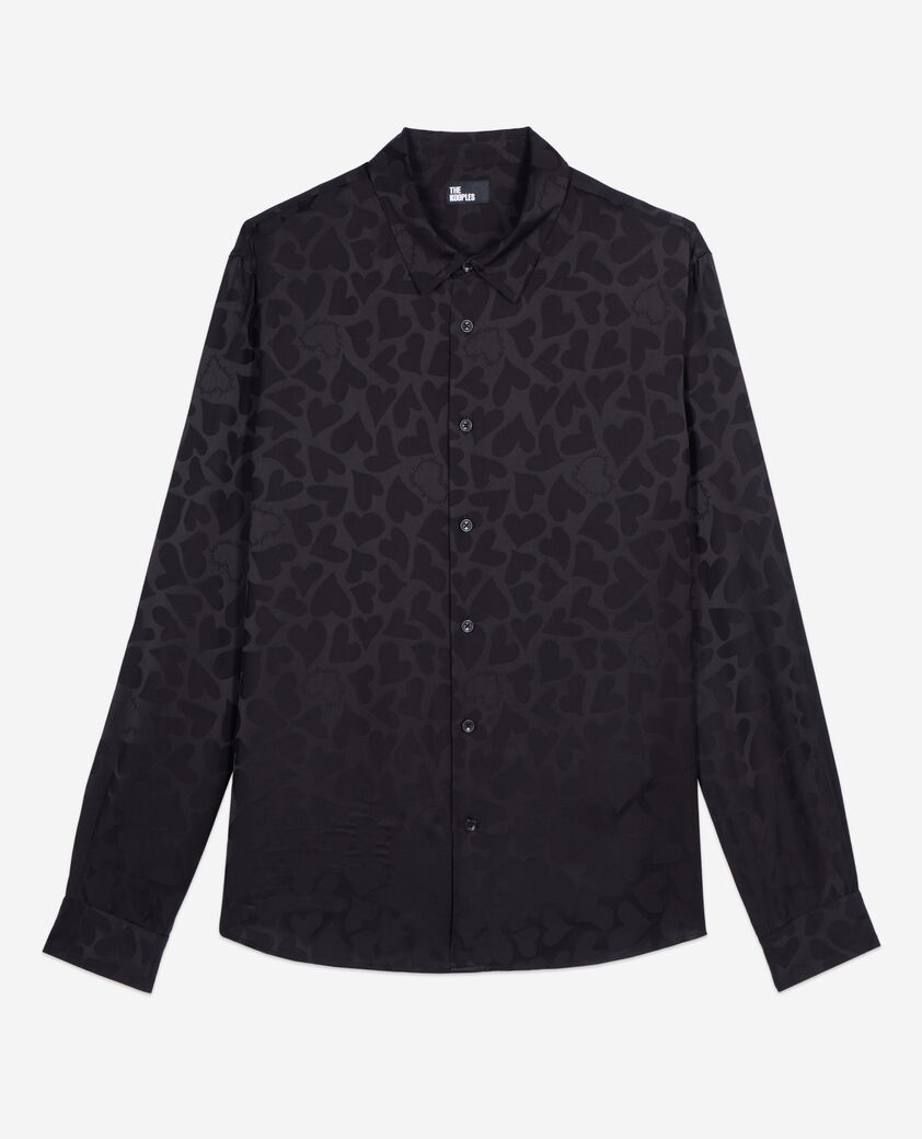 The Kooples HOMBRE BLACK camisa jacquard negra de corazones