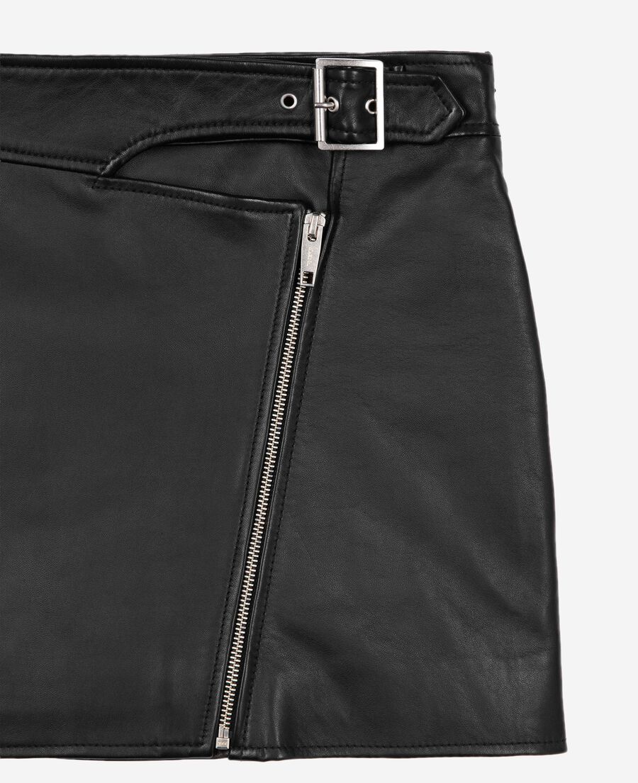 The Kooples F BLACK leather skirt with black zip