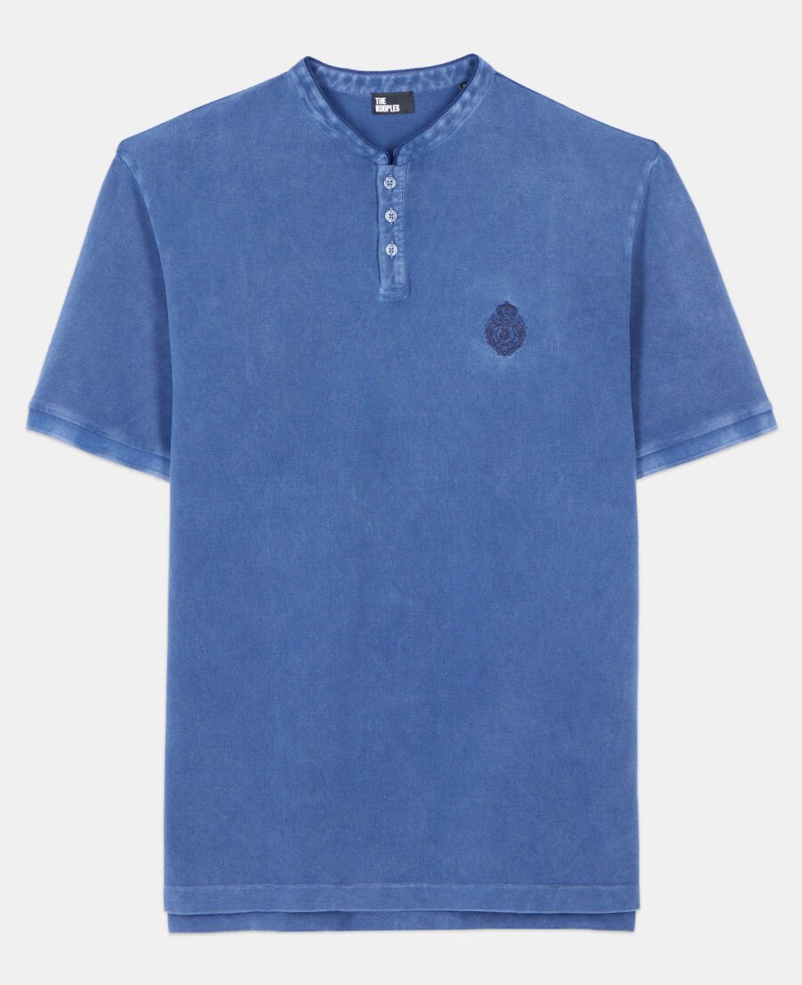 The Kooples HERREN BLUE BRUT blaues poloshirt aus baumwollpiqu&eacute;