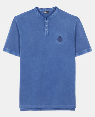 The Kooples HERREN BLUE BRUT blaues poloshirt aus baumwollpiqu&eacute;