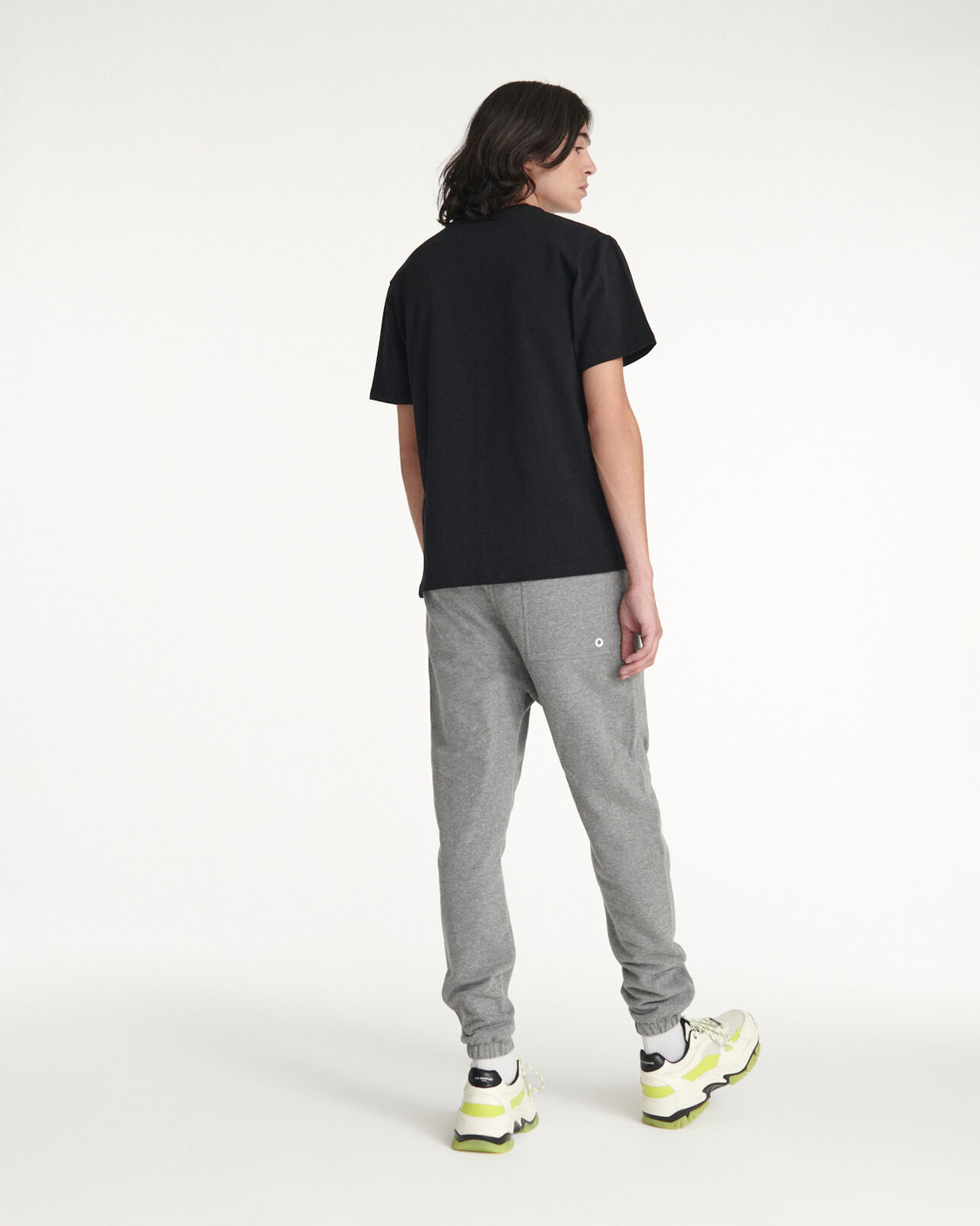 The Kooples H GREY gray joggers in thick cotton w/neon eyelet