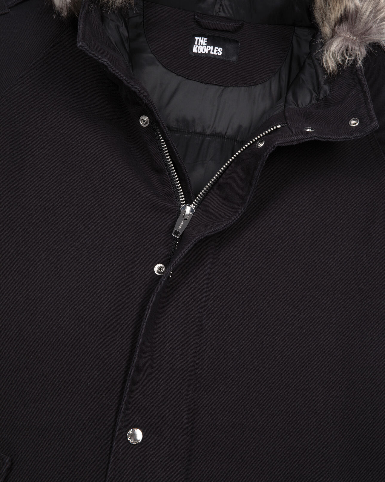 The Kooples HOMME BLACK parka à capuche noire