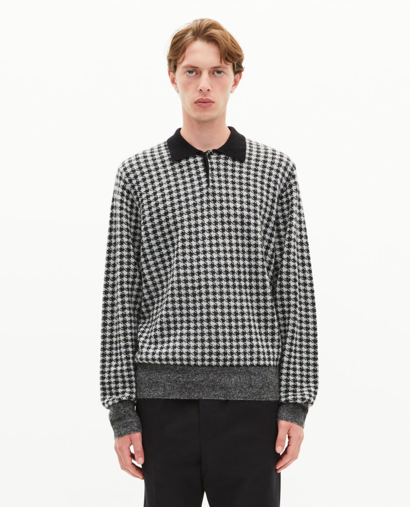 The Kooples HOMME BLACK WHITE pull en pied de poule noir