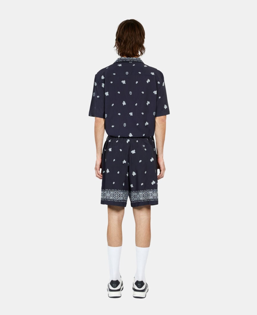 The Kooples HOMME NAVY / WHITE short imprimé bleu marine