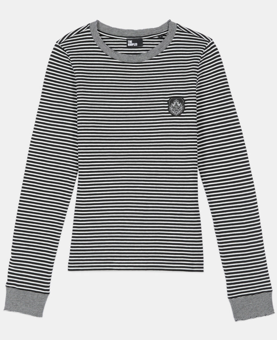 The Kooples FEMME BLACK / WHITE t-shirt manches longues &agrave; rayures
