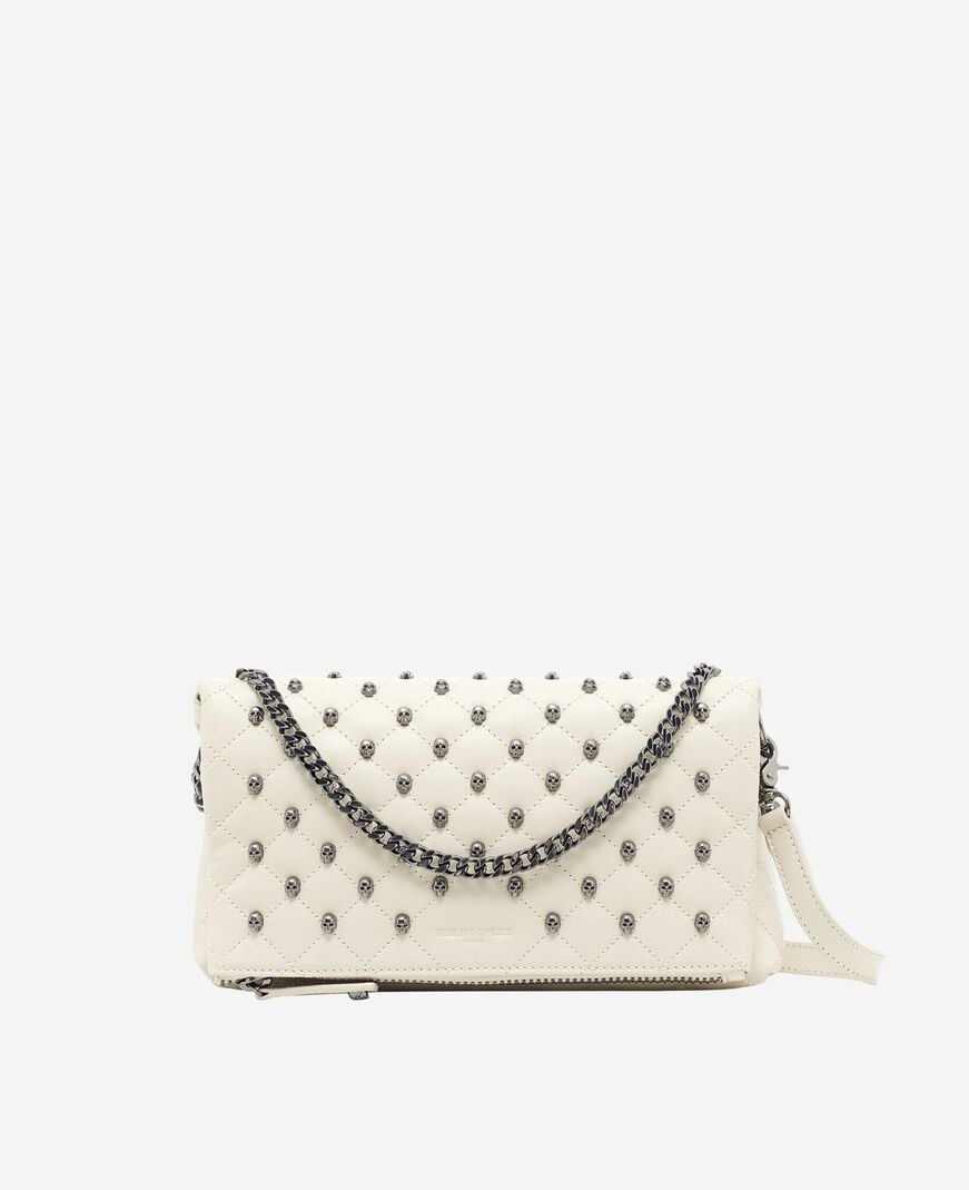 The Kooples WOMEN CREAM heritage small clutch bag in ecru leather
