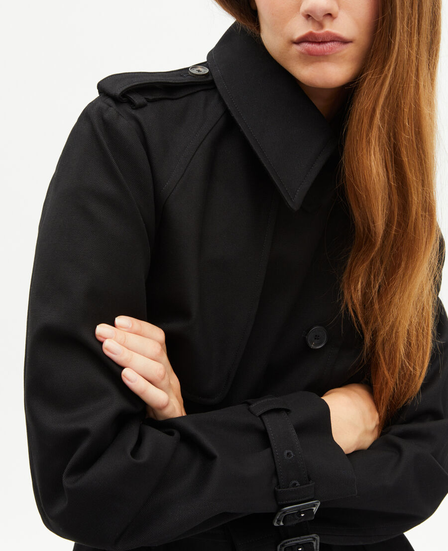 The Kooples FEMME BLACK trench long en coton noir