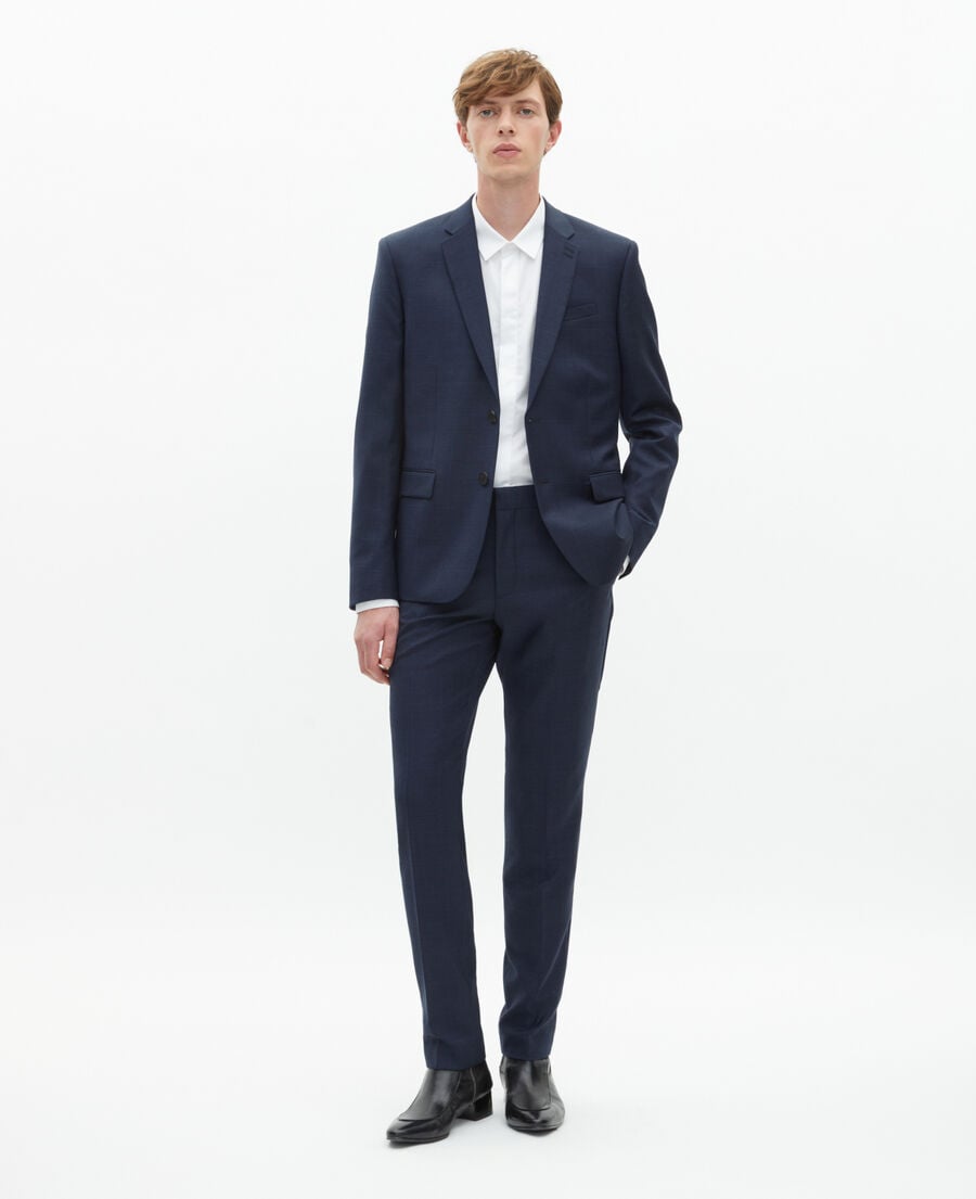 The Kooples HOMME NAVY pantalon de costume ajust&eacute; en laine marine