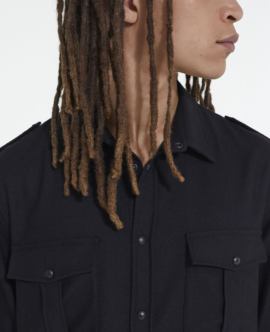 black shirt with classic collar