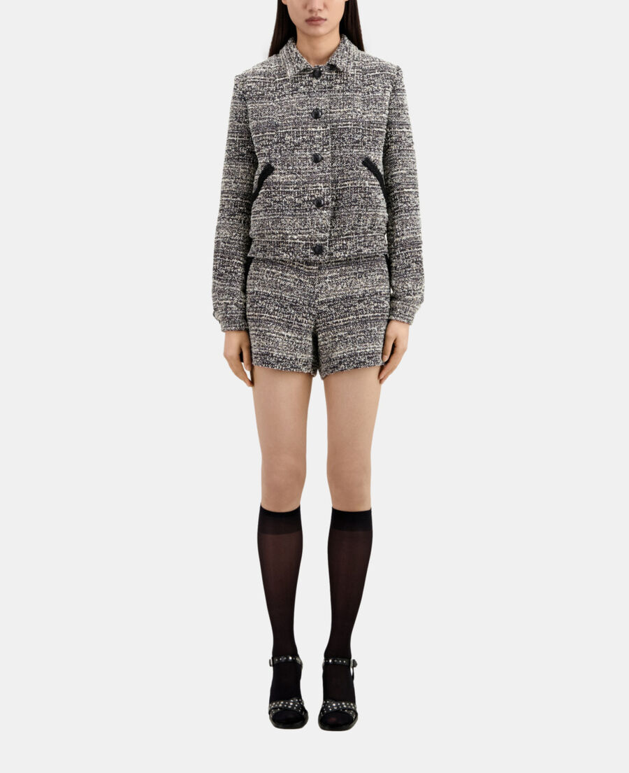 The Kooples WOMEN BLACK WHITE black and white tweed jacket