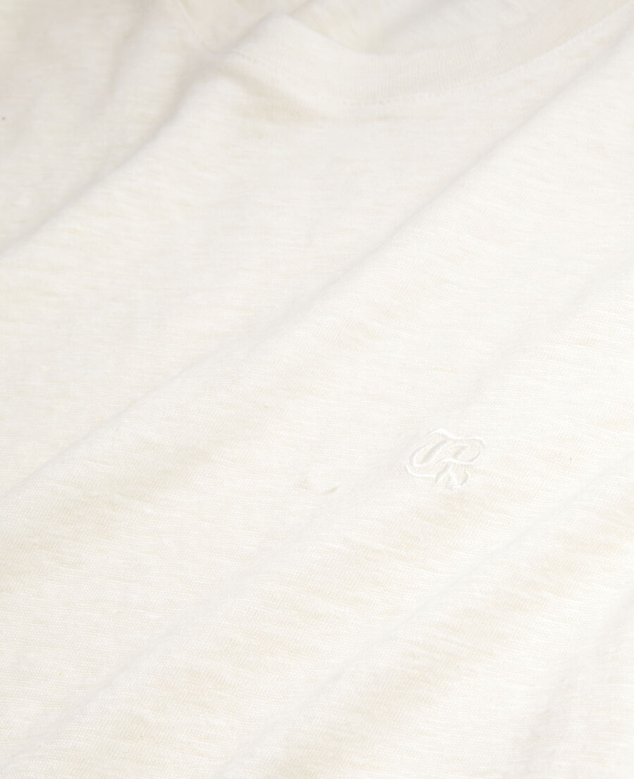 camiseta blanco crudo lino escudo para hombre