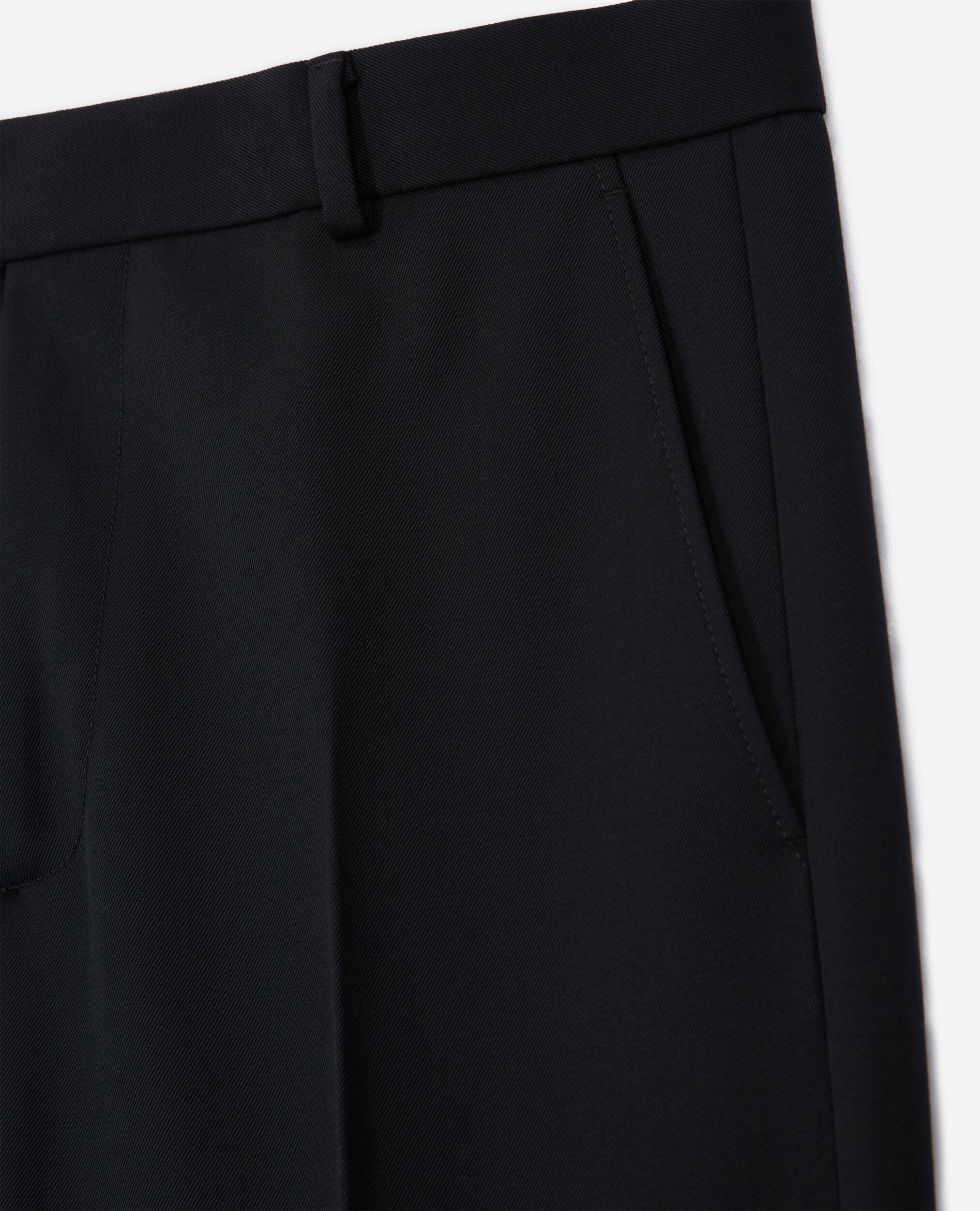 Schwarze, ausgestellte Hose aus Wolle, BLACK, hi-res image number null