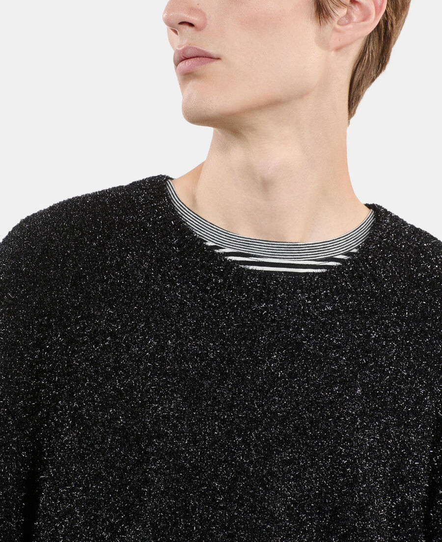 The Kooples HERREN BLACK schwarzer pullover mit pailletten-effekt