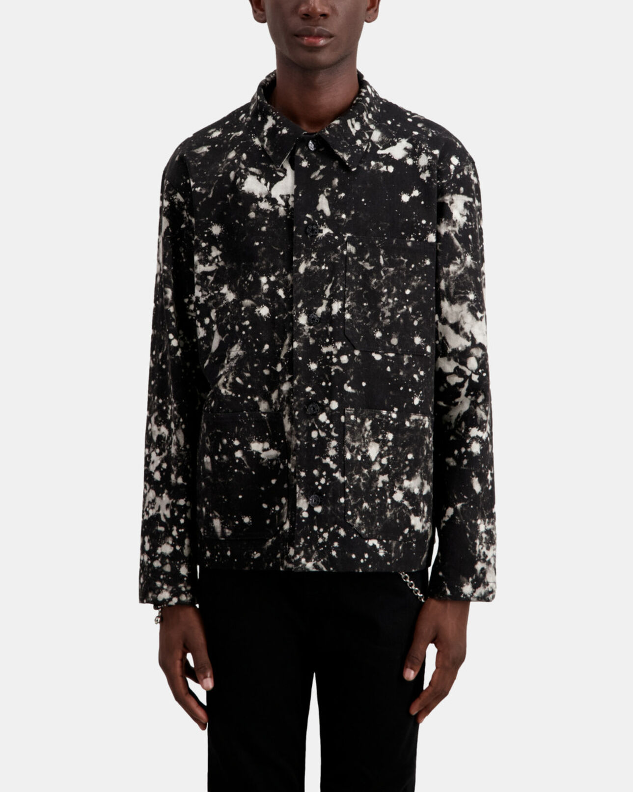 The Kooples HERREN BLACK schwarze hemdjacke aus verschwaschenem denim