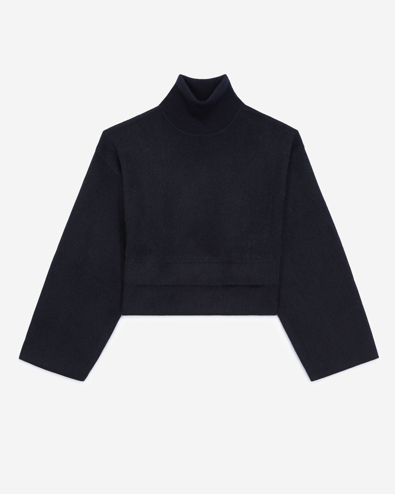 The Kooples FEMME NAVY pull laine cachemire bleu à col roulé