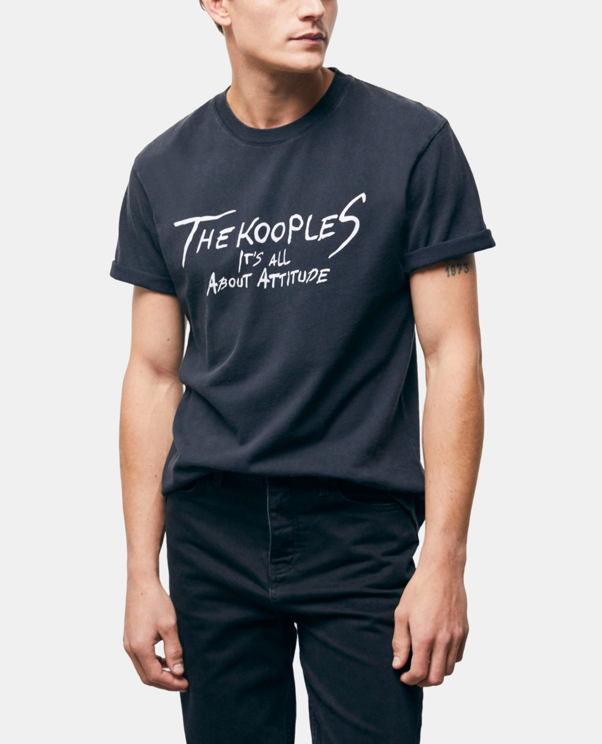 Schwarzes T-Shirt mit The Kooples Logo, BLACK WASHED, hi-res image number null