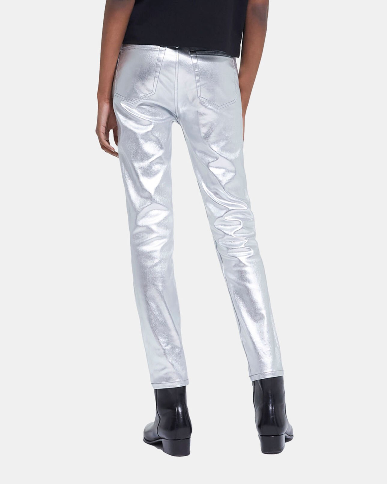 The Kooples FEMME SILVER jean slim argenté
