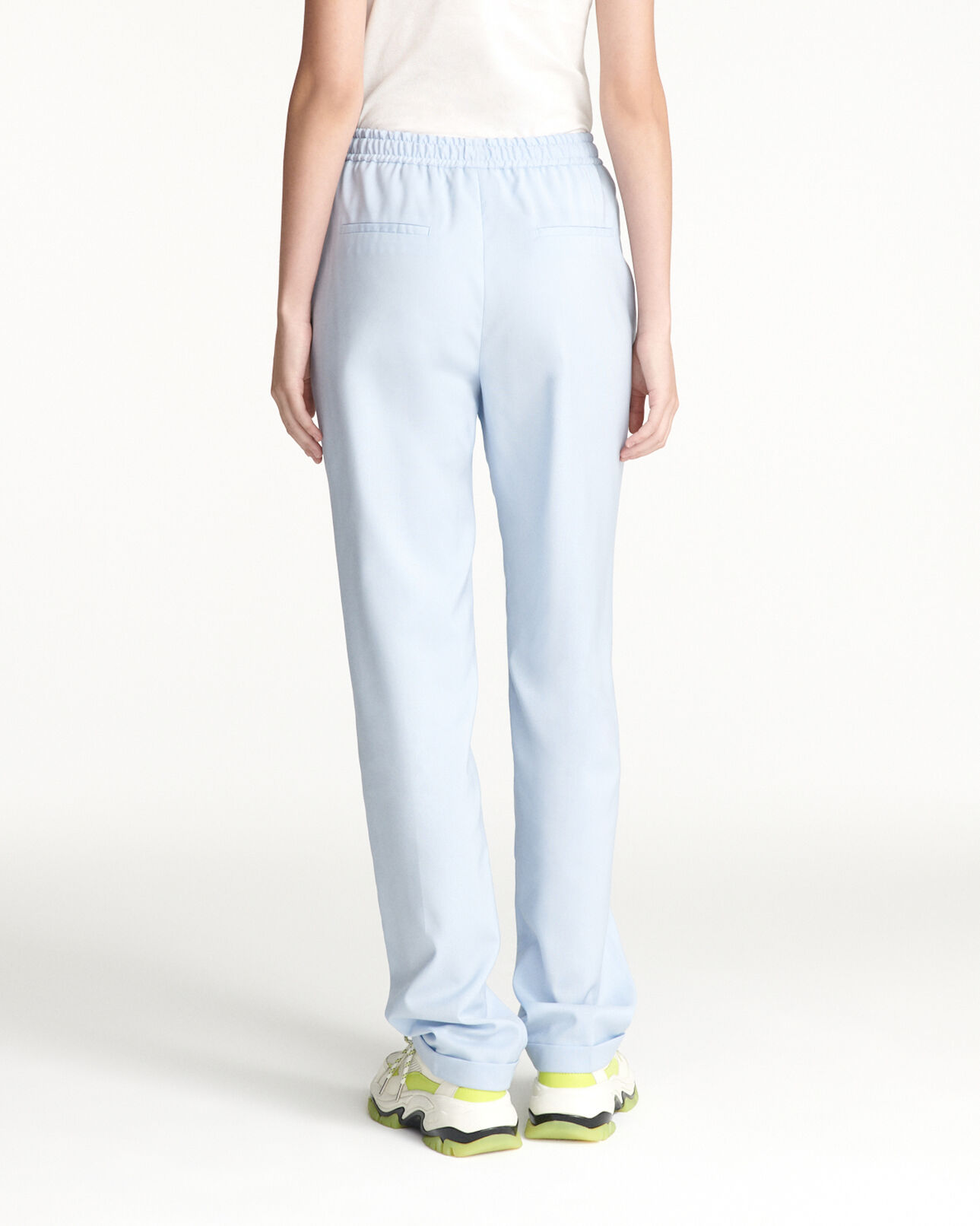 The Kooples FEMME BLUE pantalon droit bleu ciel laine élastique