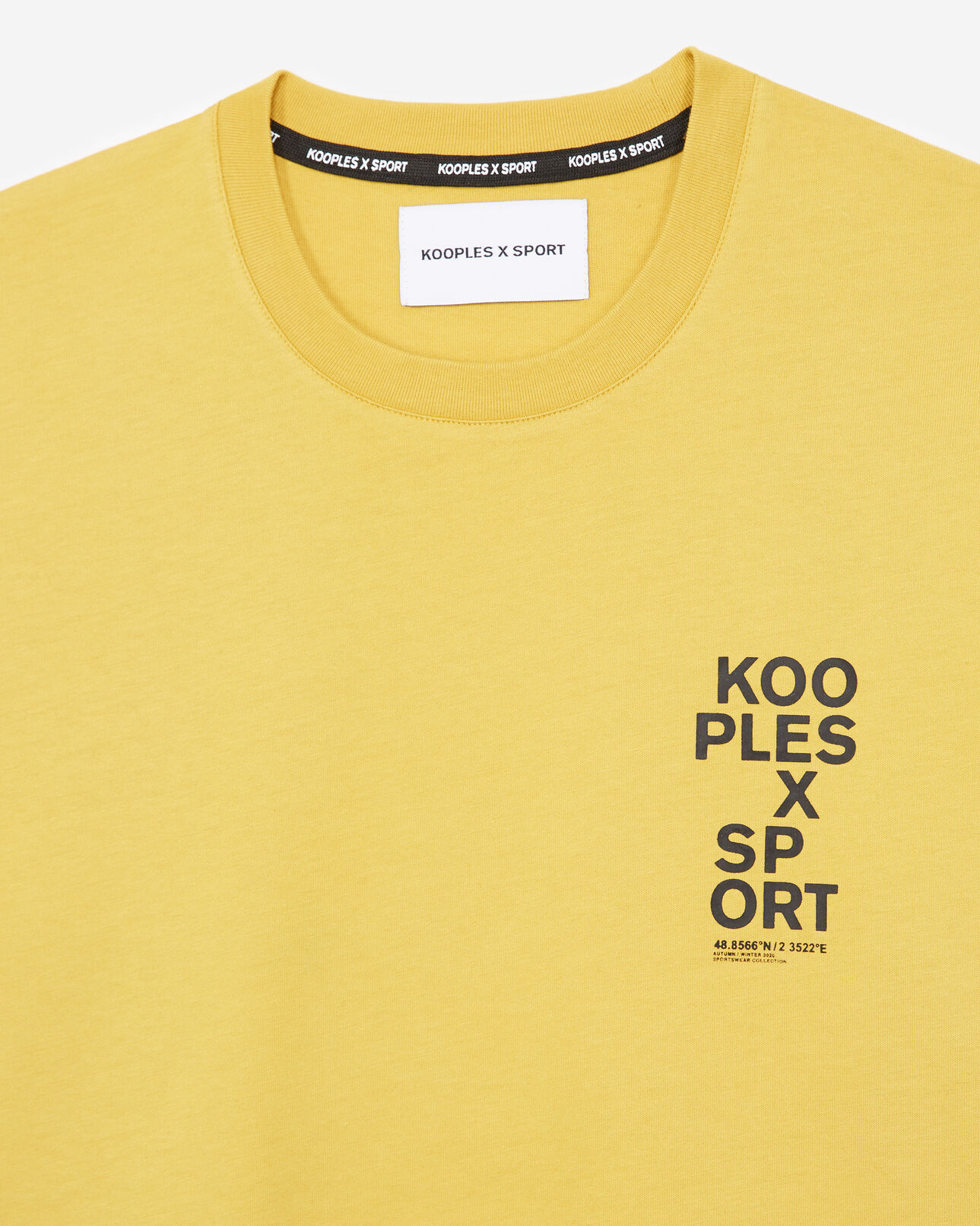 The Kooples MEN YELLOW mustard yellow t-shirt in cotton with logo