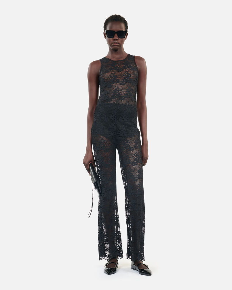 The Kooples FEMME BLACK pantalon flare en dentelle noir