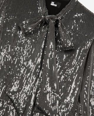 The Kooples DAMEN GREY kurzes kleid mit pailletten in grau