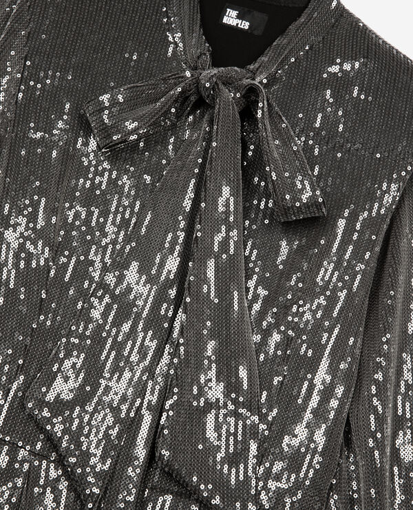 The Kooples FEMME GREY robe courte à sequins grise
