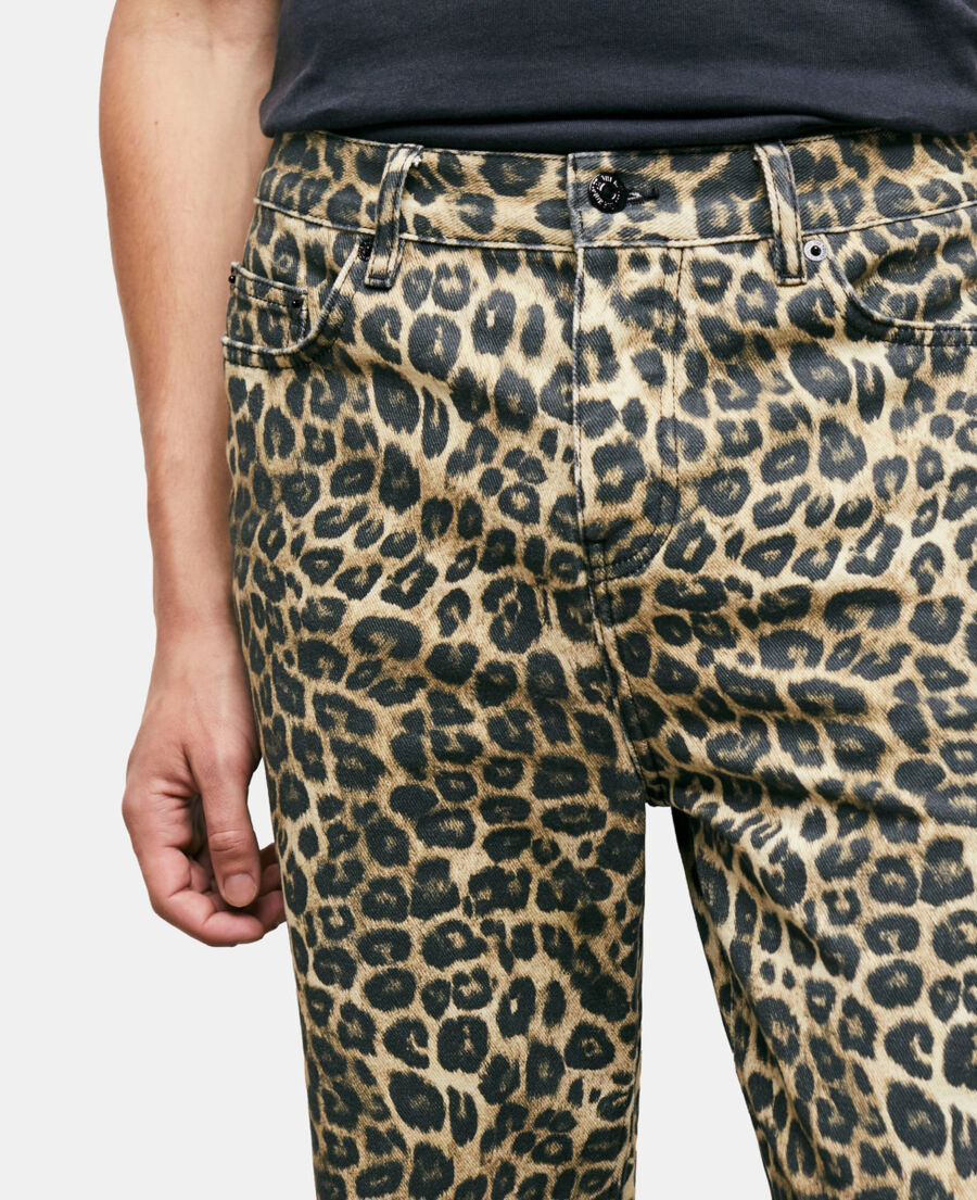 jean droit léopard