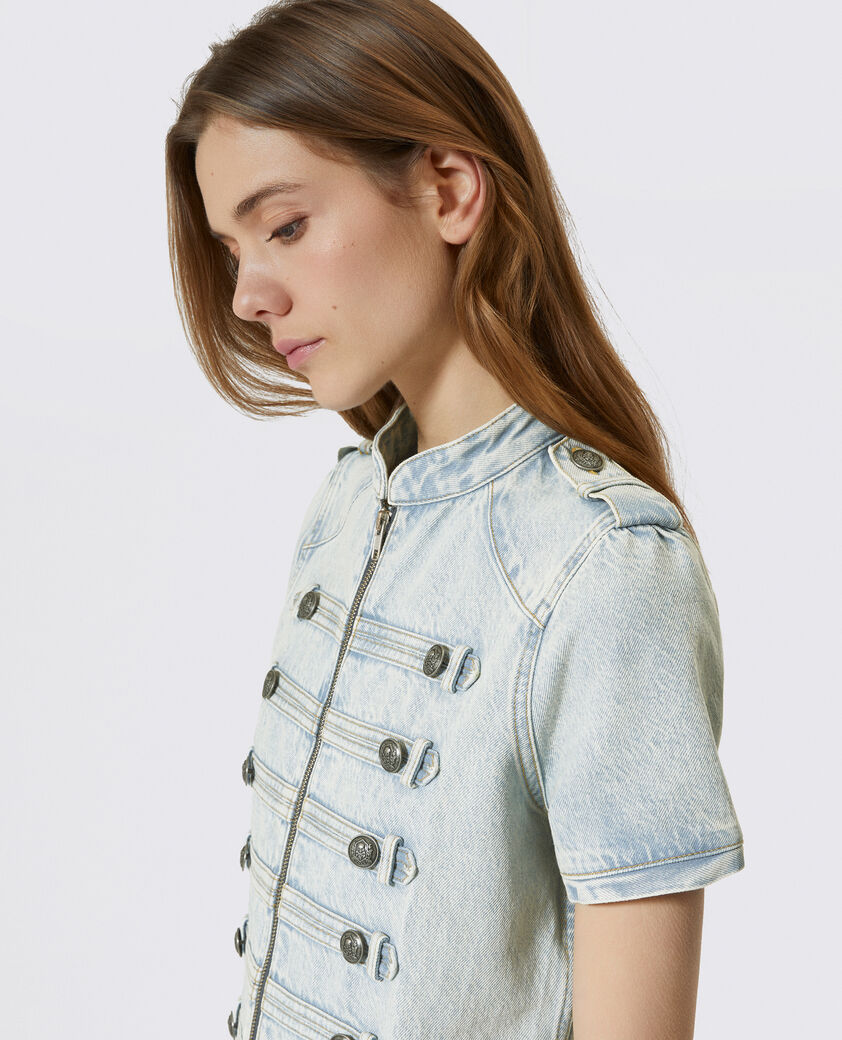 The Kooples WOMEN BABY BLUE blue denim short dress