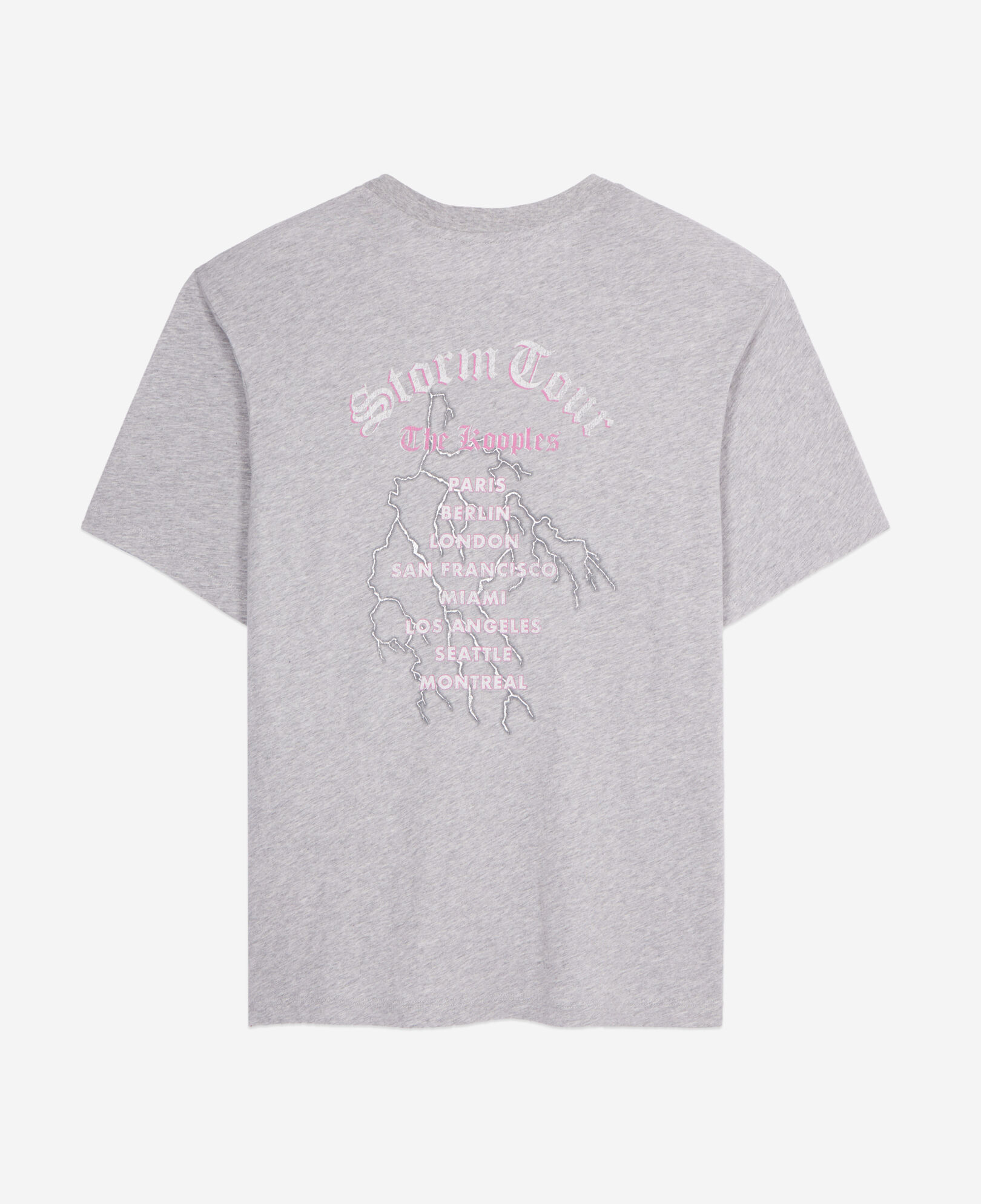 The Kooples FEMME GRIS CLAIR t-shirt femme gris avec sérigraphie feel the storm