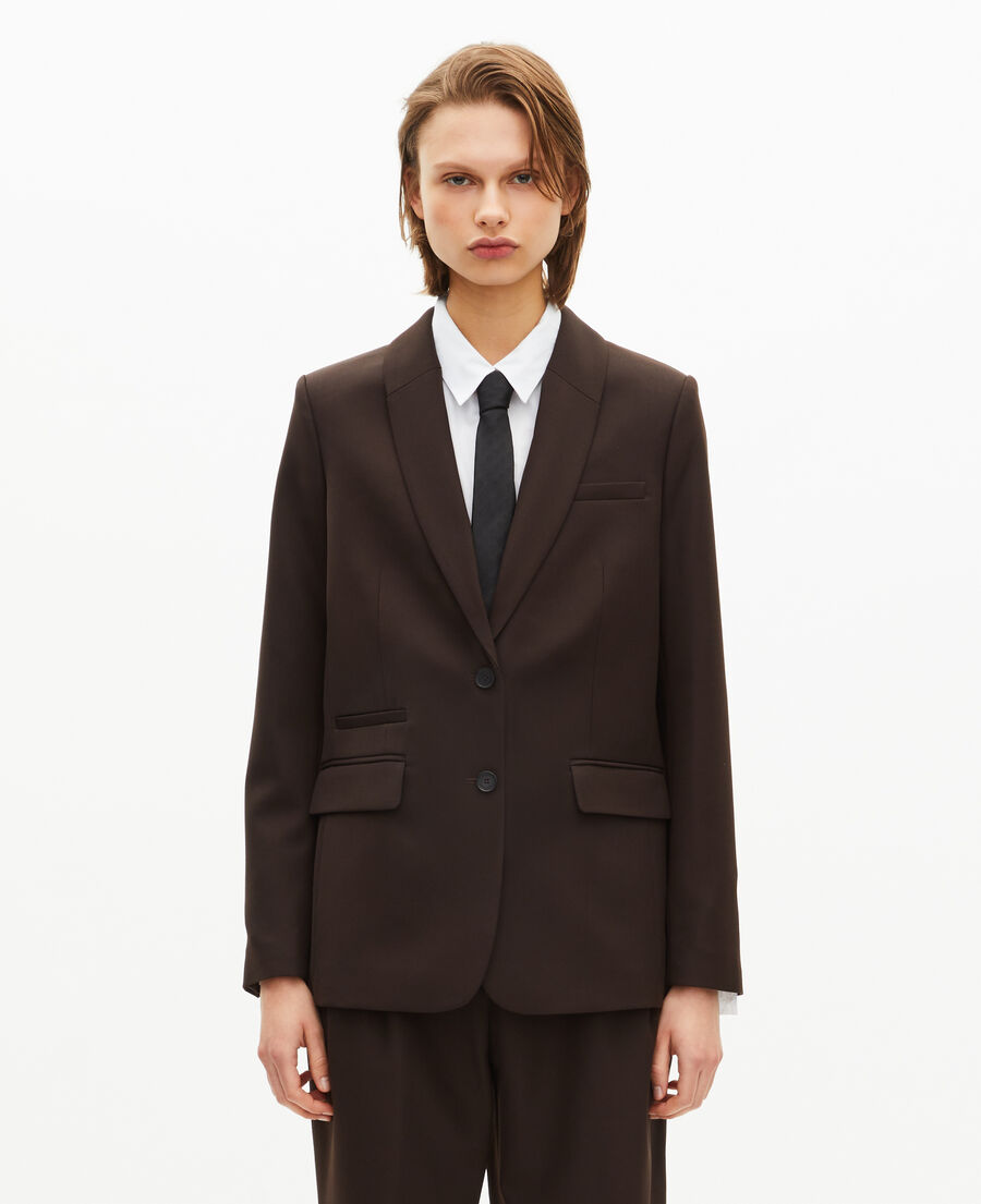 The Kooples FEMME BROWN veste tailleur en laine mélangée marron