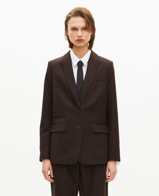 The Kooples FEMME BROWN veste tailleur en laine mélangée marron