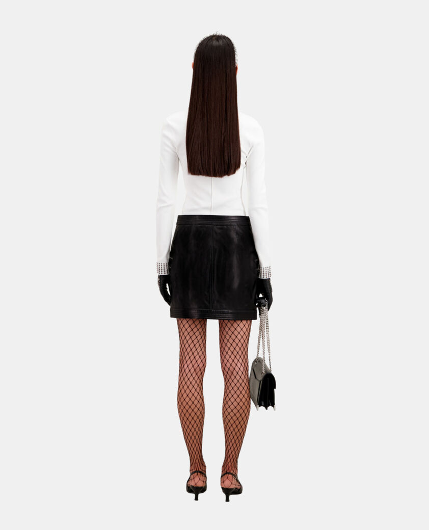 The Kooples FEMME BLACK jupe courte en cuir noire