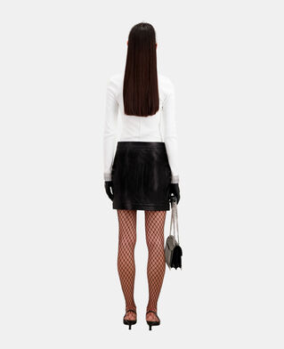 The Kooples FEMME BLACK jupe courte en cuir noire