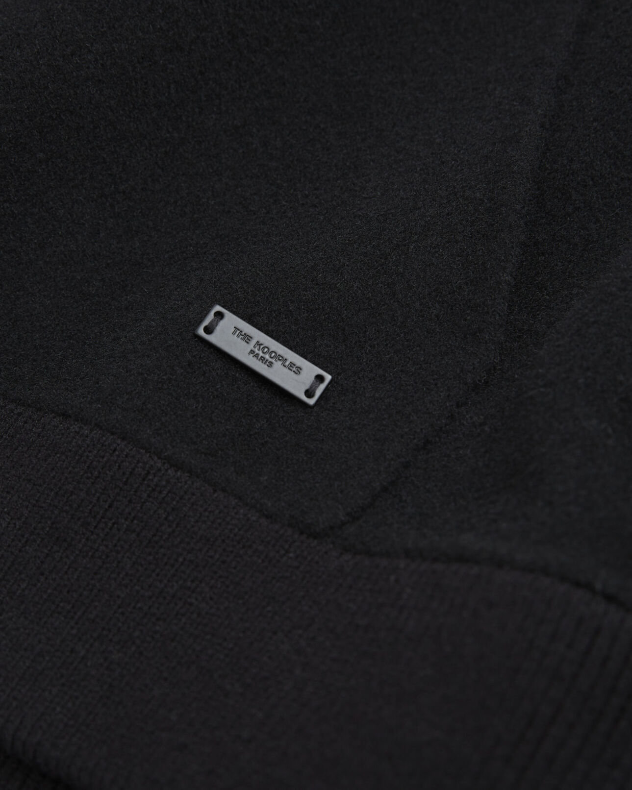 The Kooples HOMME BLACK sweat laine double face noire à capuche