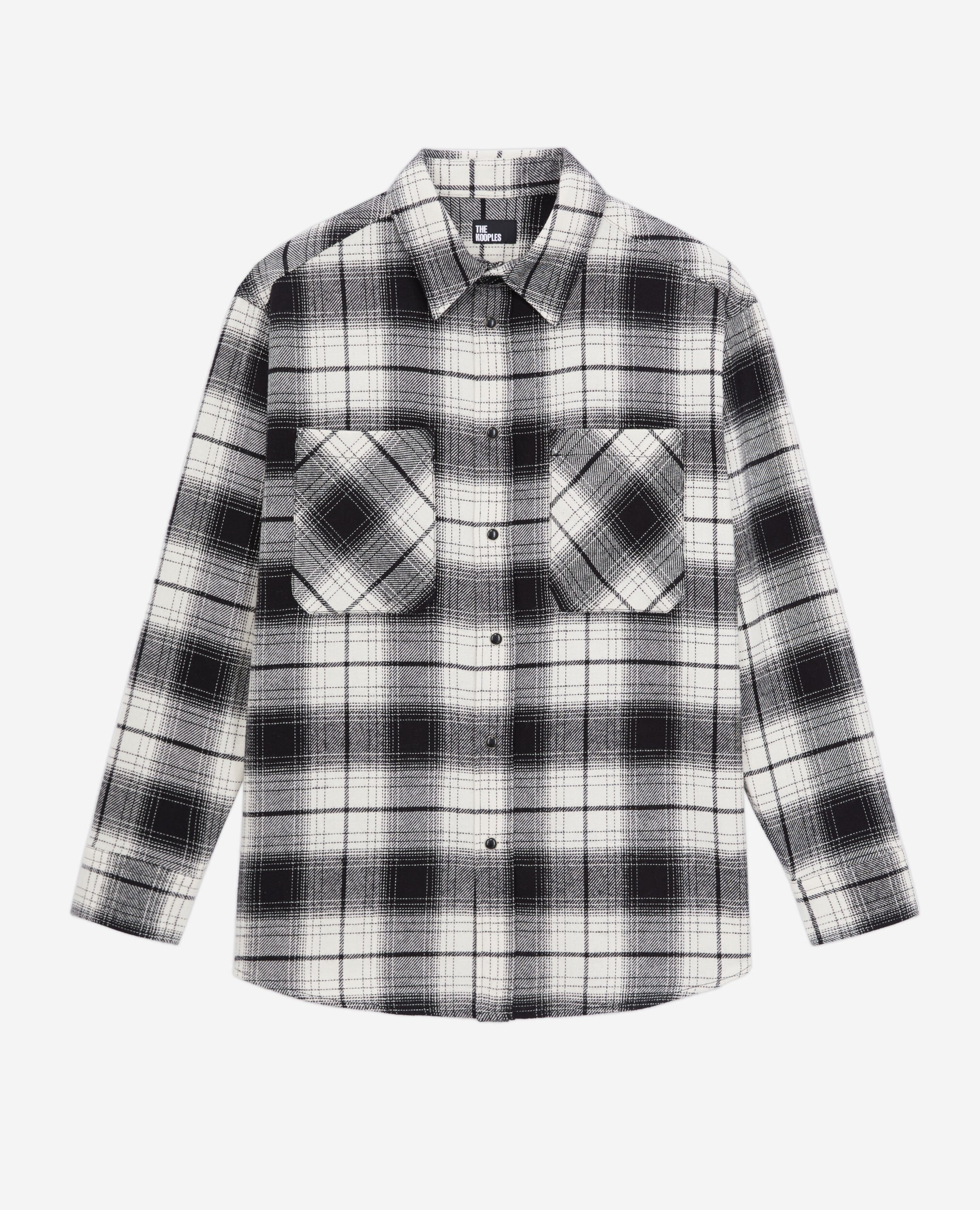 Black and white checkered overshirt, BLACK WHITE, hi-res image number null