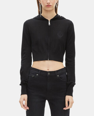 The Kooples FEMME BLACK cardigan à capuche en laine noir