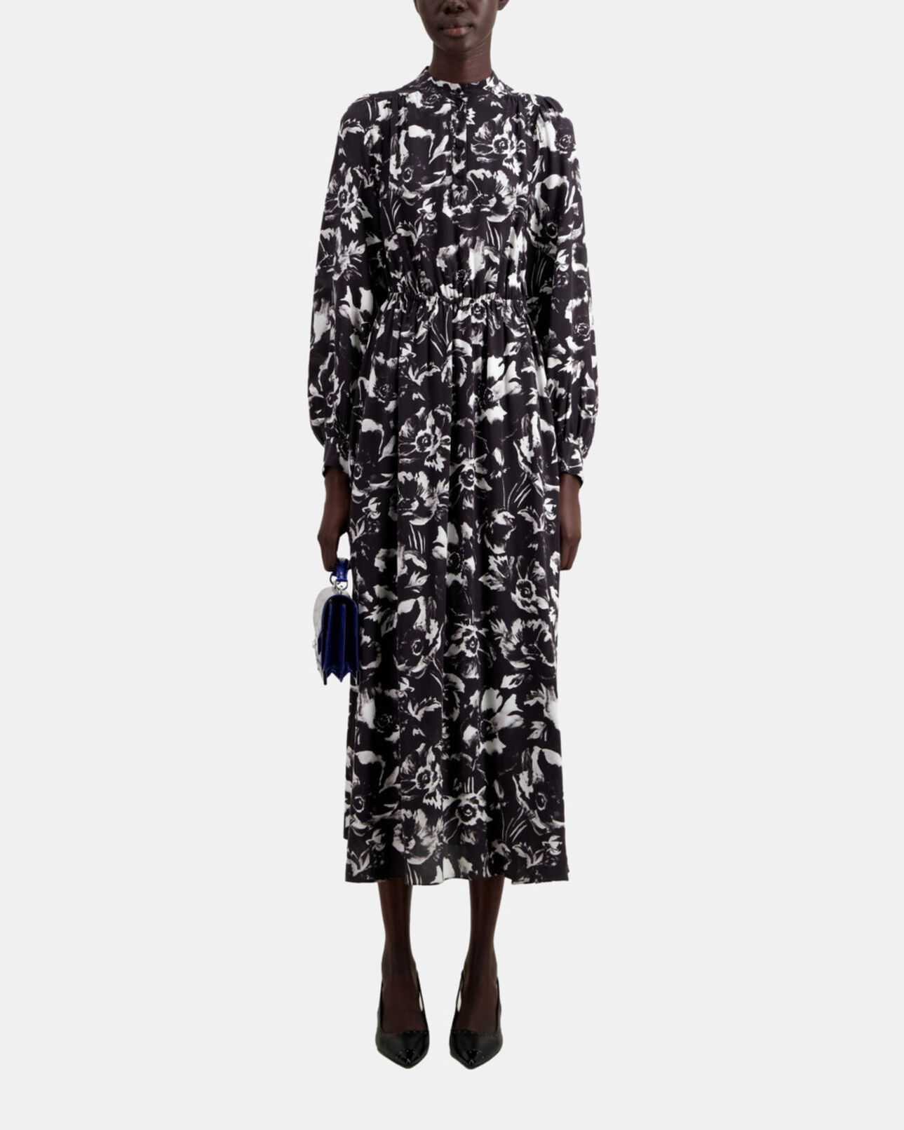The Kooples WOMEN BLACK WHITE long printed dress