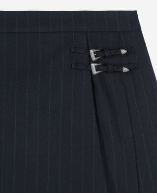 The Kooples F BLACK short black striped pleated skirt