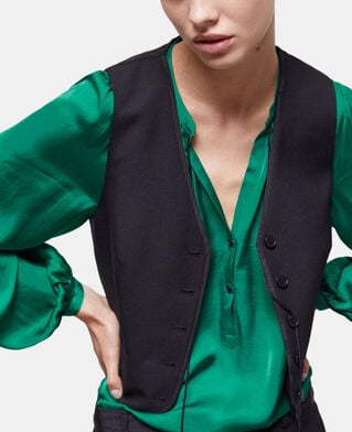 The Kooples DAMEN BLACK WHITE schwarze anzugweste aus wolle