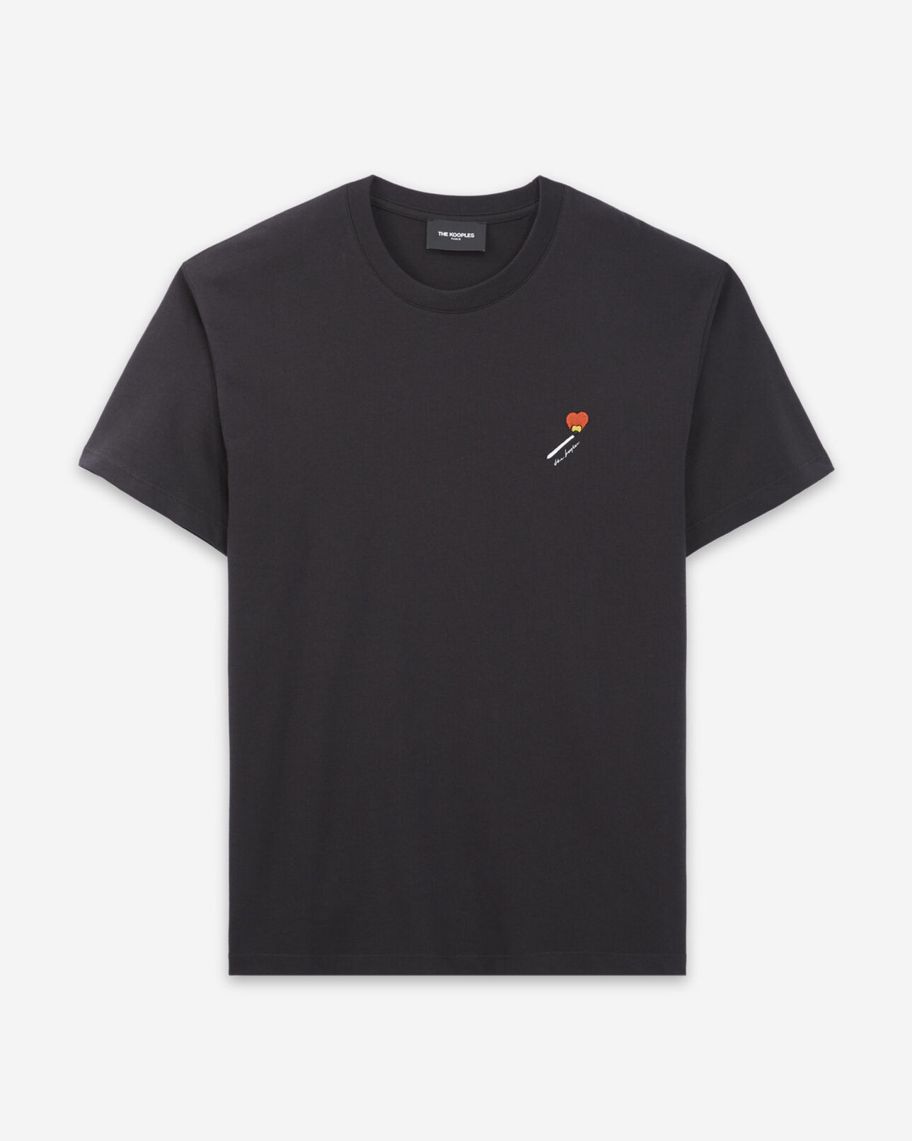The Kooples MEN BLACK black cotton t-shirt with embroidery