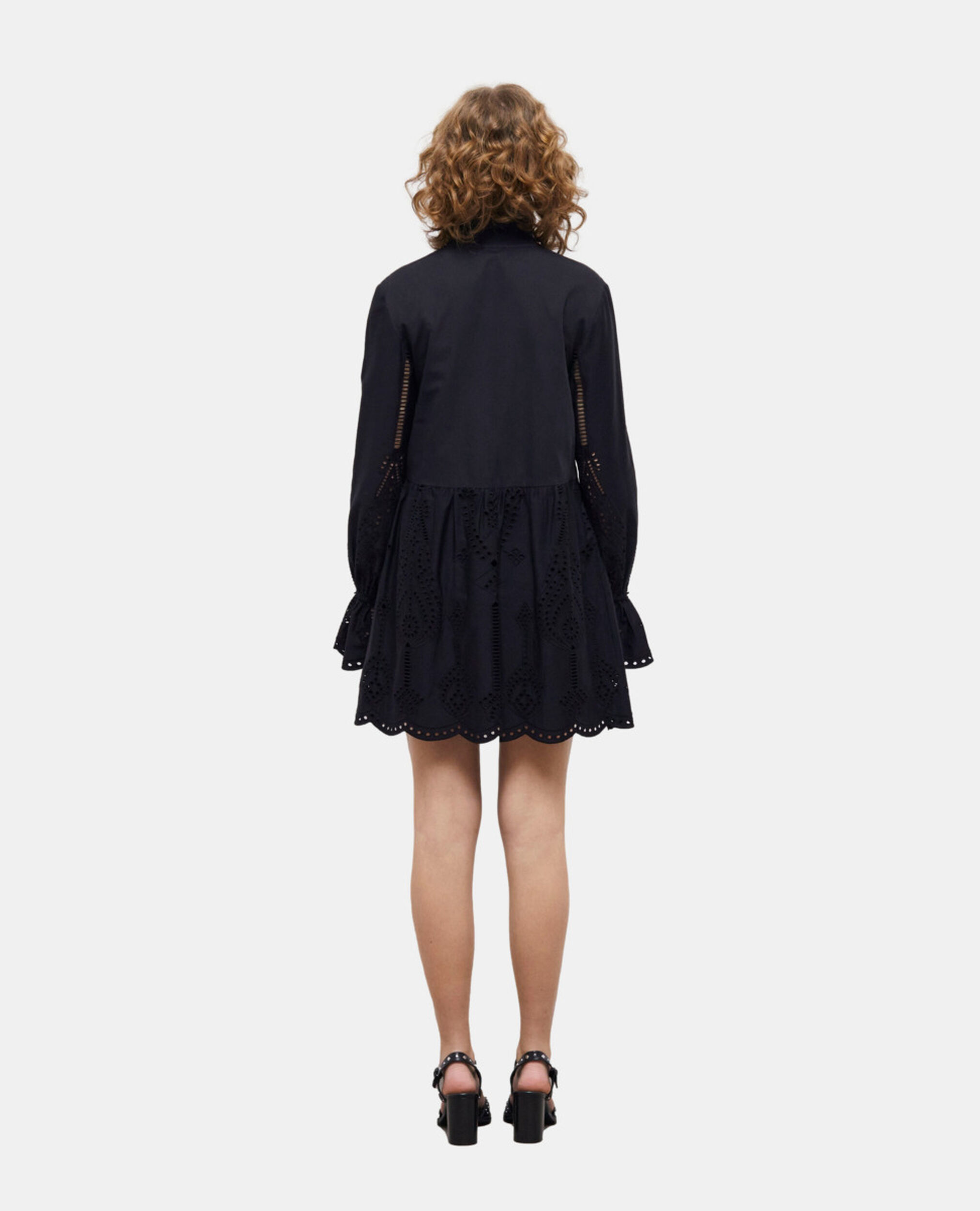 Vestido corto negro bordado inglés, BLACK, hi-res image number null