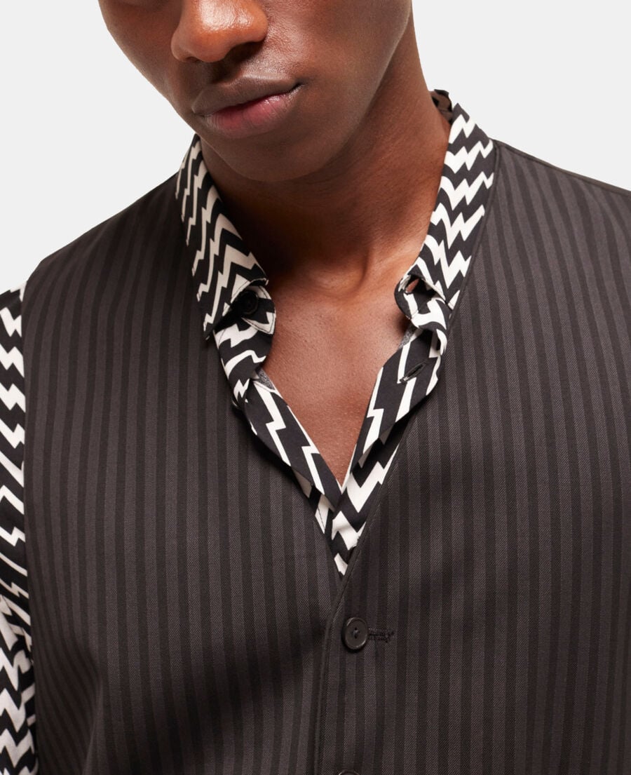 The Kooples H BLACK GREY black wool suit vest