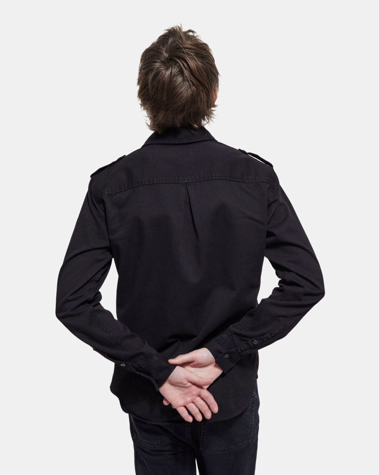 The Kooples HERREN STONE GREY schwarzes jeanshemd mit klassischer kragen