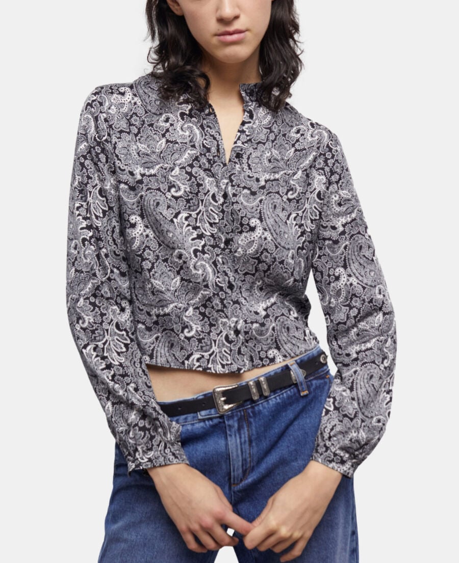 The Kooples WOMEN BLACK WHITE short black shirt