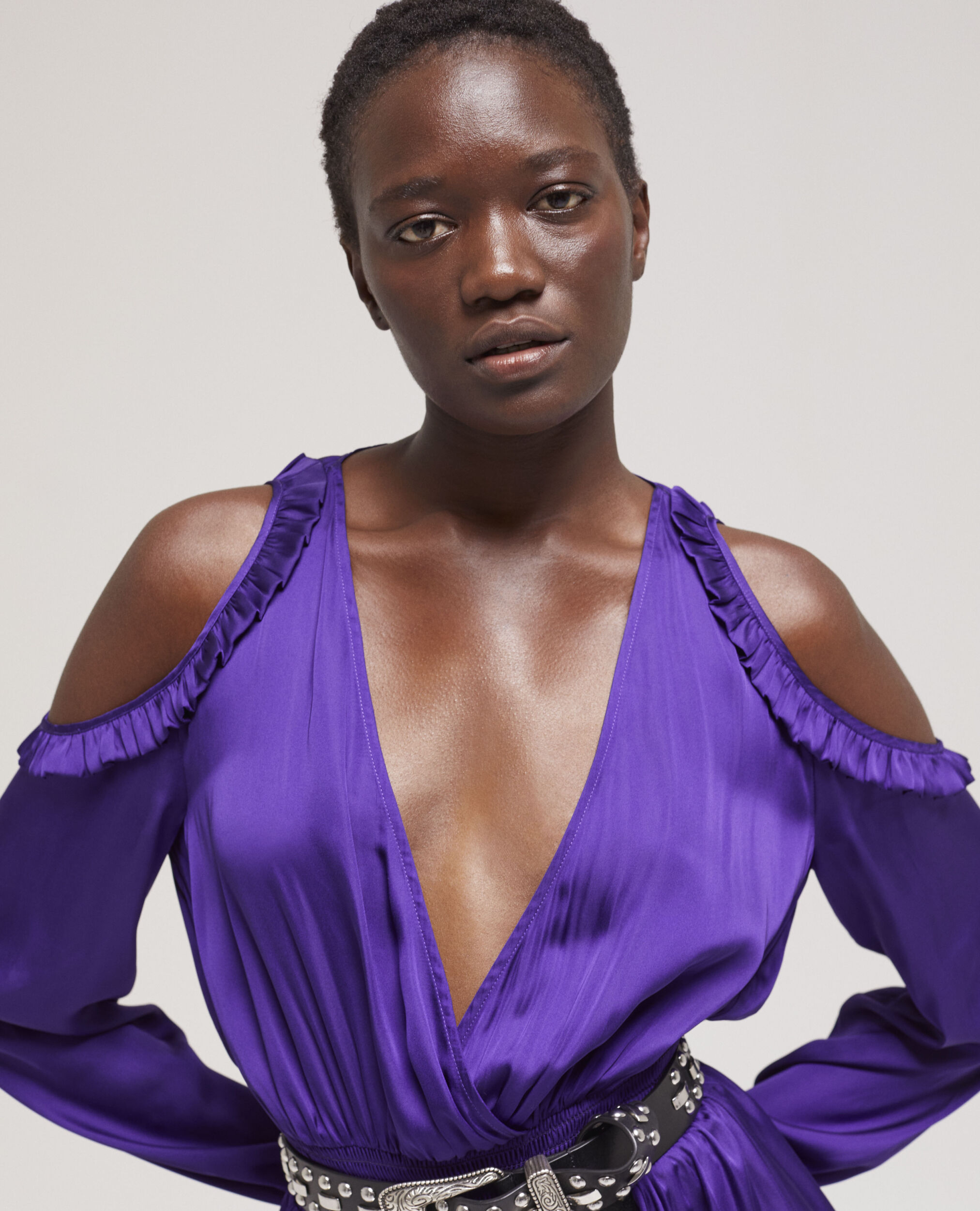 Robe courte volants violette The Kooples