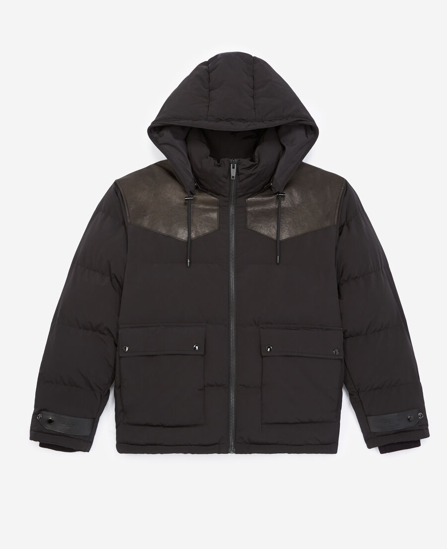 daunenjacke gesteppt schwarz westerndetail