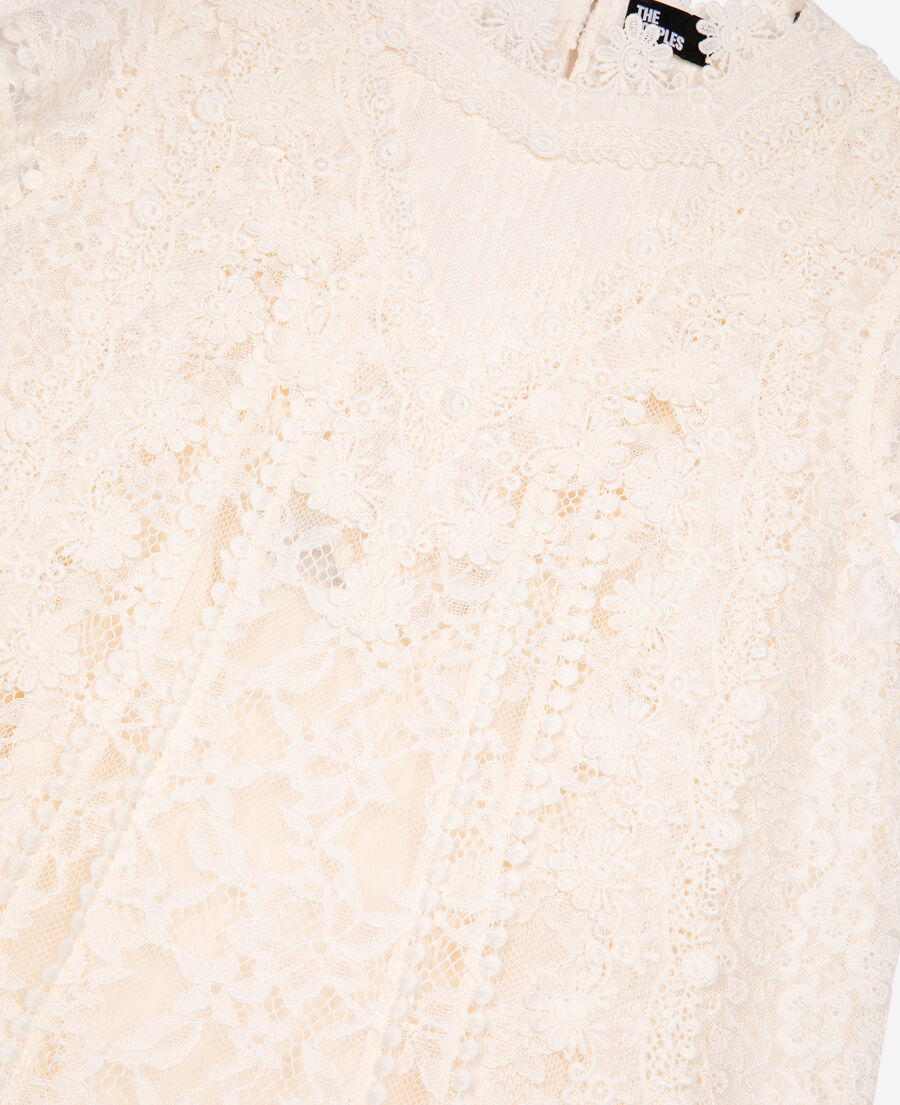 The Kooples FEMME ECRU robe courte en dentelle écrue
