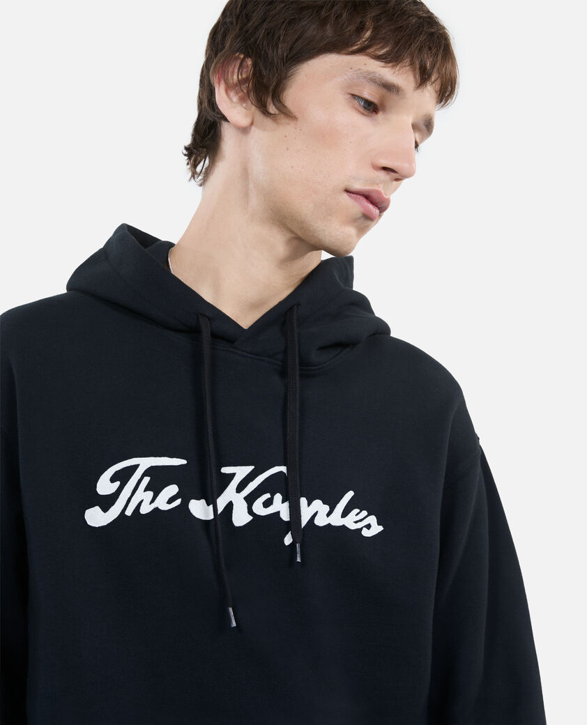 The Kooples MEN BLACK WASHED black logo hoodie